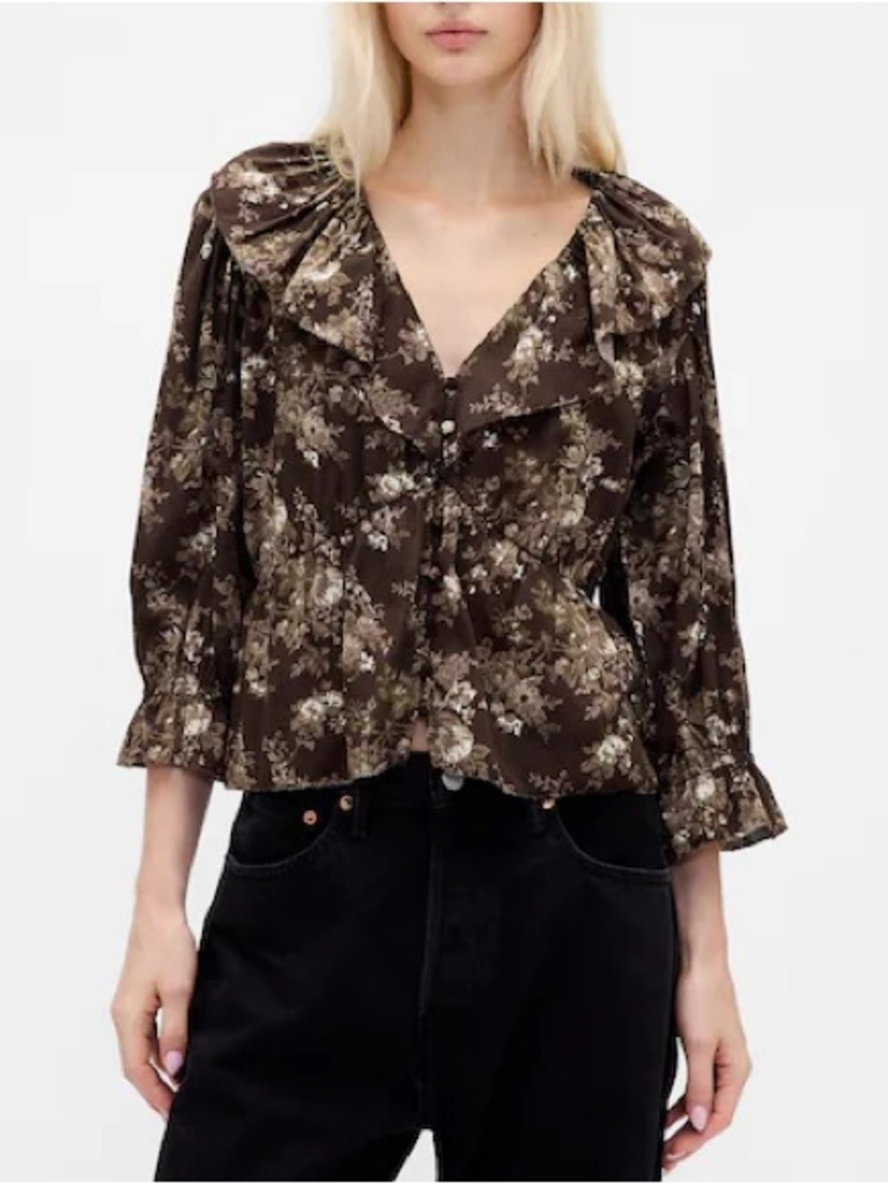 GAP brown floral blouse